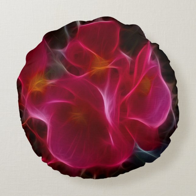 Abstract Flower Pink Red Bed Sofa Throw Round Cushion (Back)