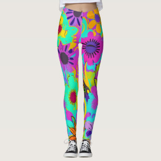 Abstract flower power leggings