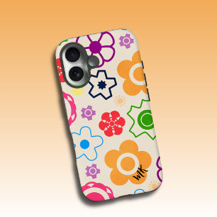 Abstract Flower Power Monogram  iPhone 16 Case