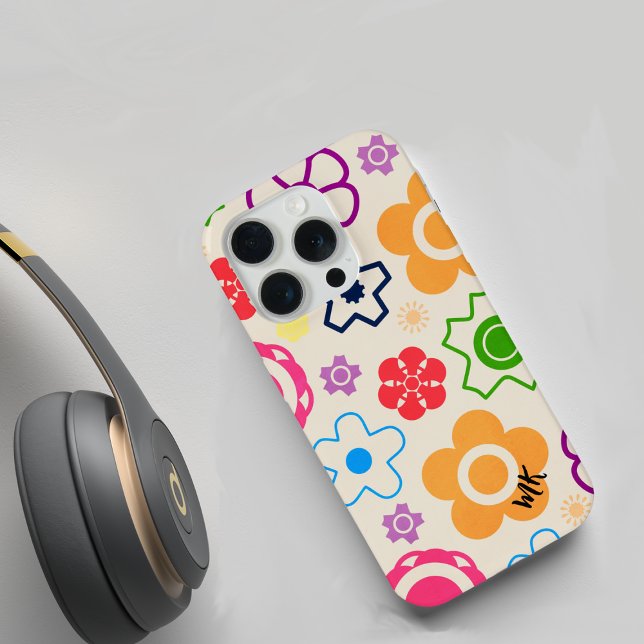 Abstract Flower Power Monogram  iPhone Case (Creator Uploaded)