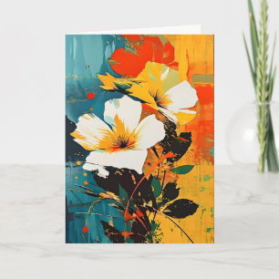 Abstract Flower Print Thank You Card