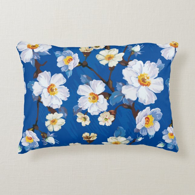 Abstract flower seamless pattern background. Elega Decorative Cushion (Front)
