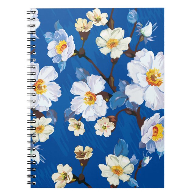 Abstract flower seamless pattern background. Elega Notebook (Front)