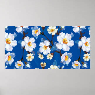 Abstract flower seamless pattern background. Elega Poster