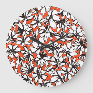Abstract Flower Seamless Pattern Material Large Clock