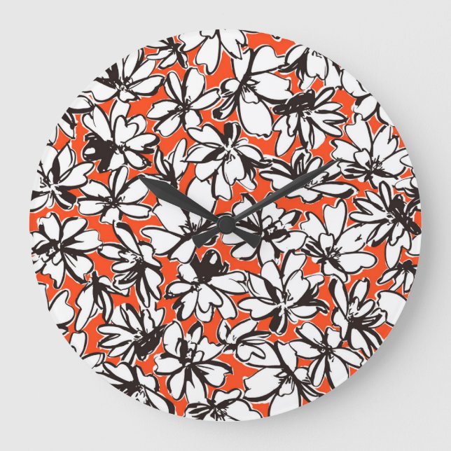 Abstract Flower Seamless Pattern Material Large Clock (Front)