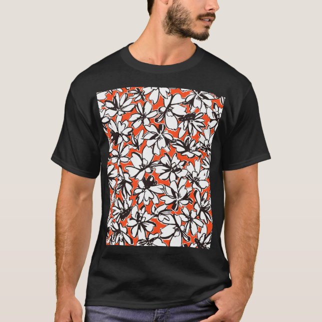 Abstract Flower Seamless Pattern Material T-Shirt (Front)