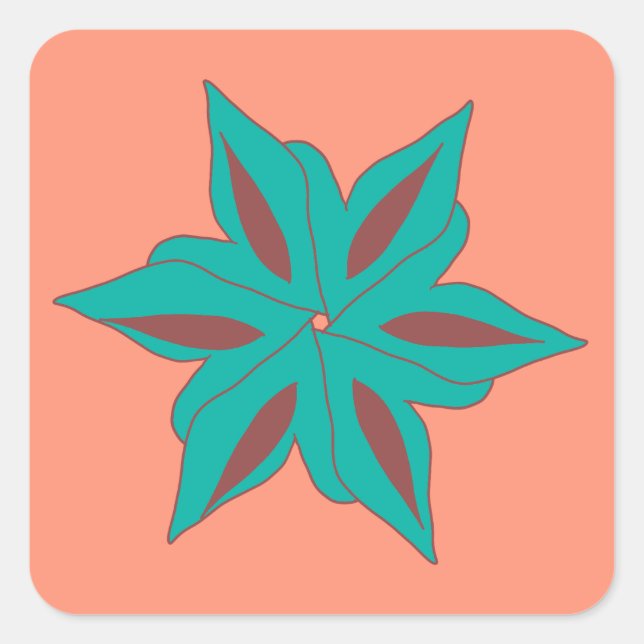 abstract flower square sticker (Front)