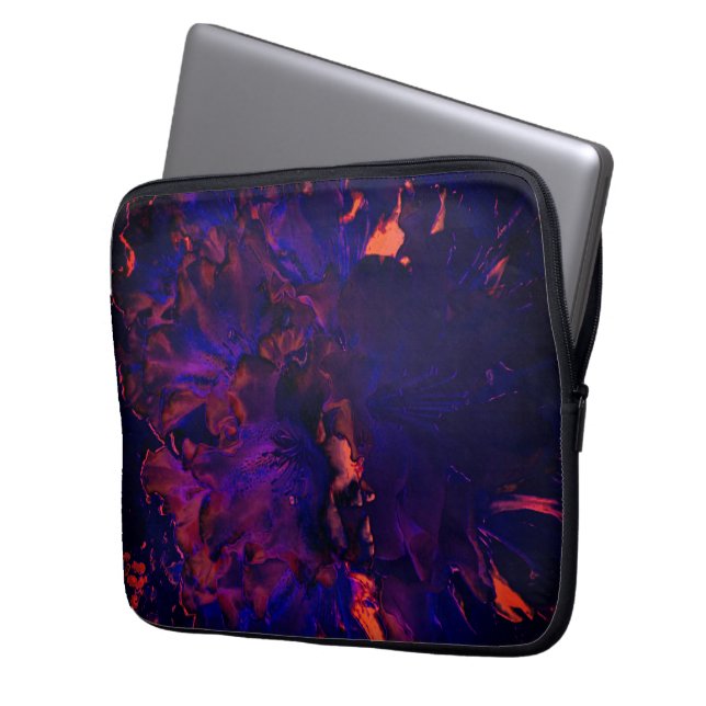 Abstract flower submerged in gothic purple effect  laptop sleeve (Front Left)