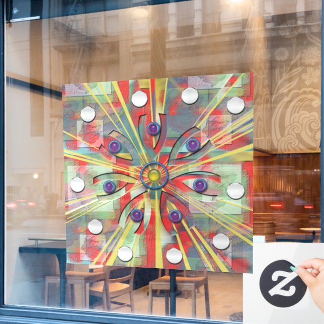 Abstract Flower Window Cling (Cafe Window)