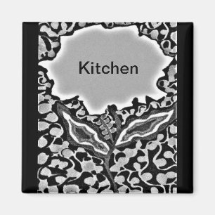 Abstract Flower with Kitchen printed in centre. Magnet