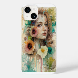 Abstract Flower Woman Portrait Case-Mate iPhone 14 Case