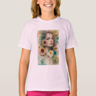 Abstract Flower Woman Portrait T-Shirt