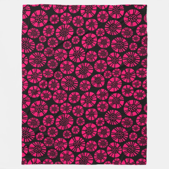 Abstract Flowers 031023 - Neon Red Fleece Blanket (Front)