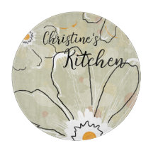 Abstract Flowers Add a Name 12" Glass