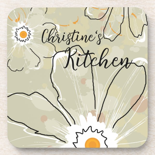 Abstract Flowers Add a Name Set/6 Coaster (Front)