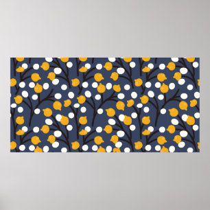 Abstract flowers and leaves pattern poster