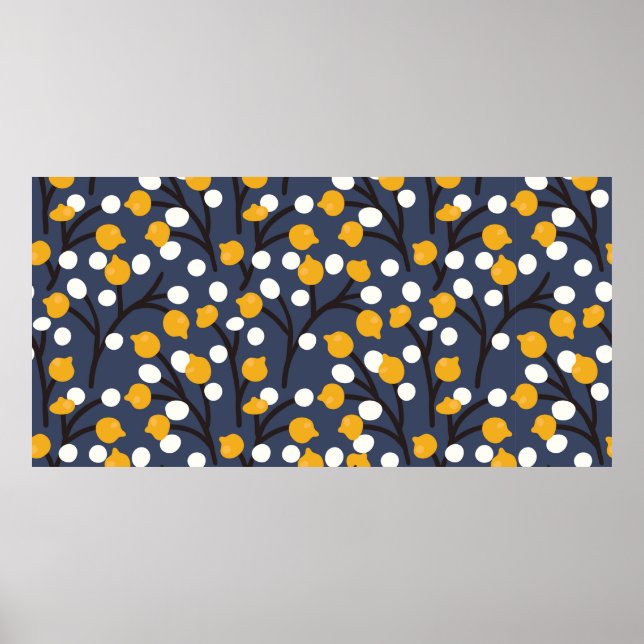 Abstract flowers and leaves pattern poster (Front)