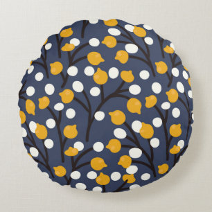 Abstract flowers and leaves pattern round cushion