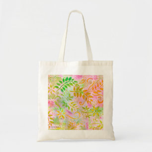 Abstract Flowers and Leaves Tote Bag