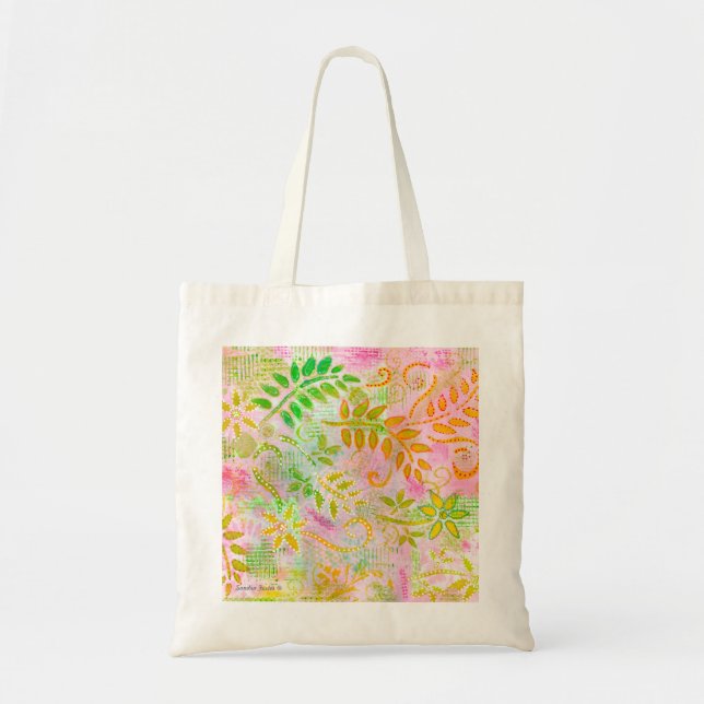 Abstract Flowers and Leaves Tote Bag (Front)