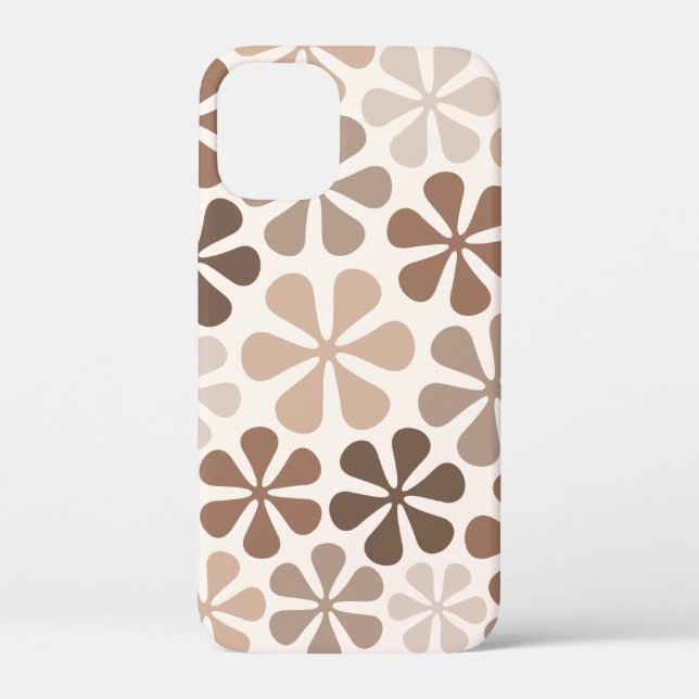 Abstract Flowers (B) Brown Taupe Cream Case-Mate iPhone Case (Back)