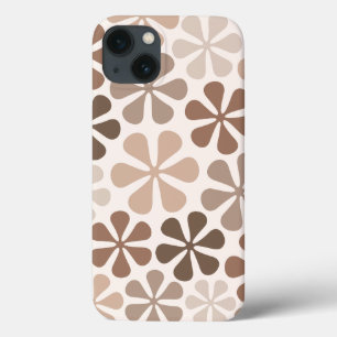 Abstract Flowers (B) Brown Taupe Cream iPhone 13 Case