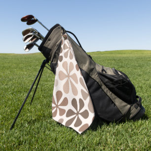 Abstract Flowers (B) Brown Taupe Cream Golf Towel