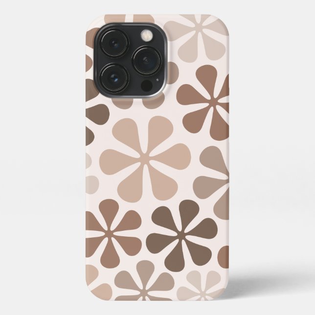 Abstract Flowers (B) Brown Taupe Cream iPhone Case (Back)