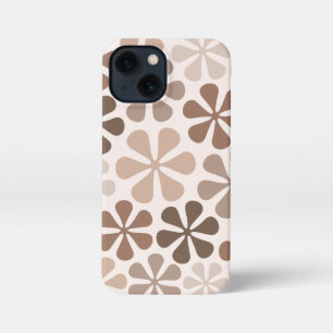 Abstract Flowers (B) Brown Taupe Cream iPhone 13 Mini Case