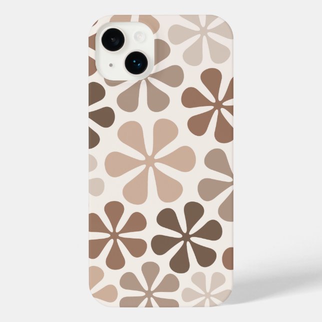 Abstract Flowers (B) Brown Taupe Cream iPhone Case (Back)