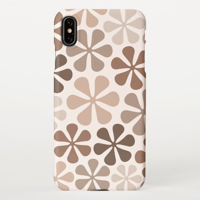Abstract Flowers (B) Brown Taupe Cream iPhone Case (Back)