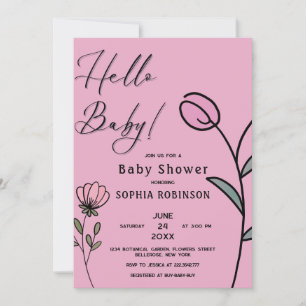 Abstract Flowers Baby Shower Invitation