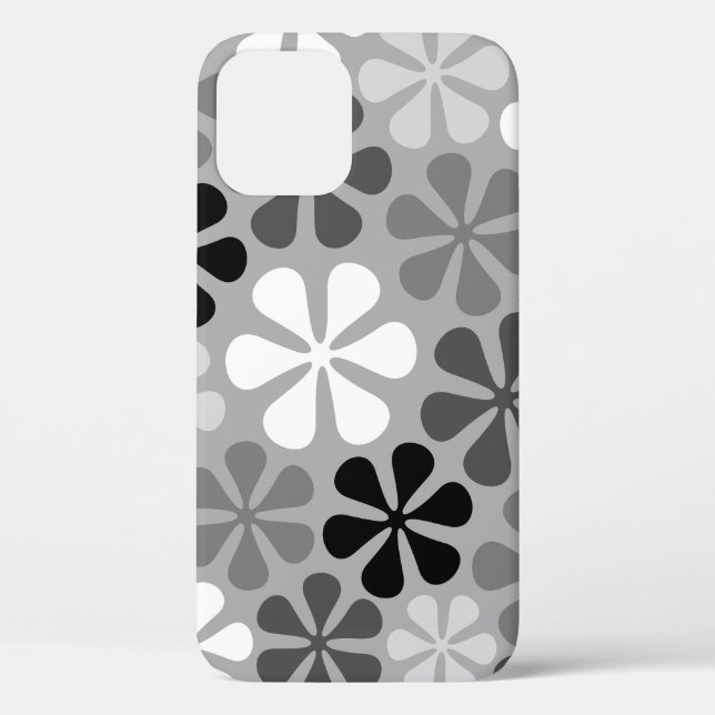 Abstract Flowers Black White Grey Case-Mate iPhone Case (Back)