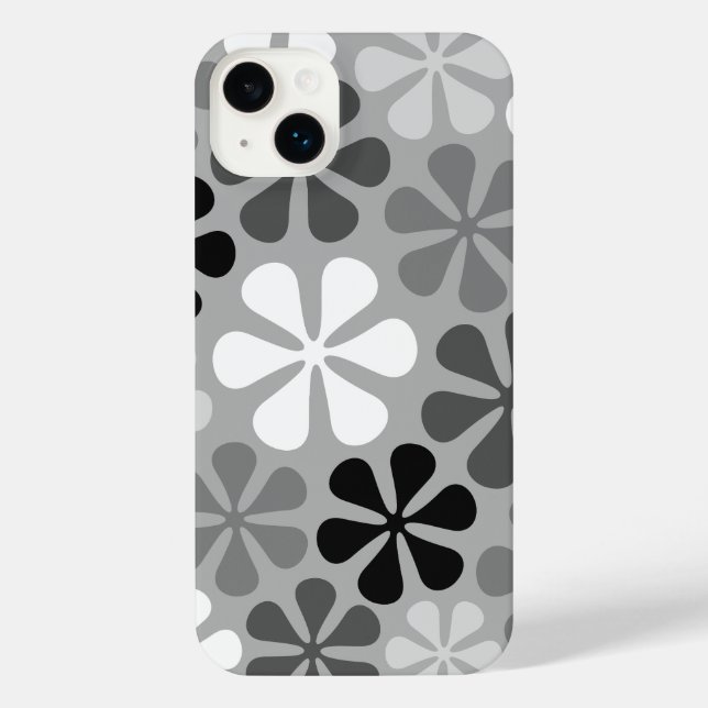 Abstract Flowers Black White Grey iPhone Case (Back)