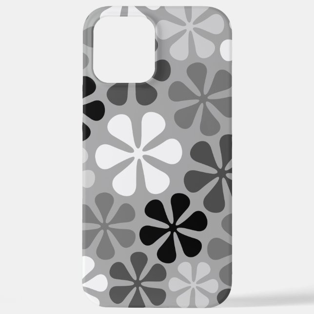 Abstract Flowers Black White Grey iPhone Case (Back)
