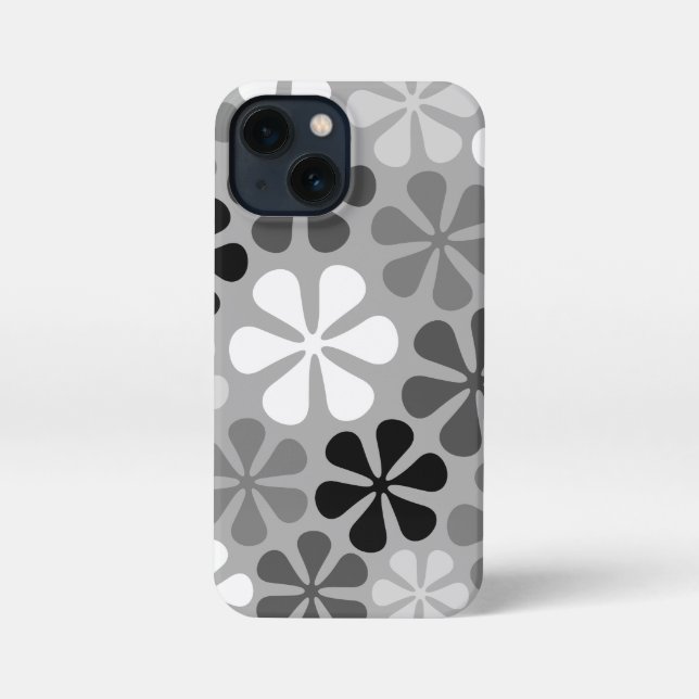 Abstract Flowers Black White Grey iPhone Case (Back)