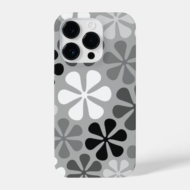 Abstract Flowers Black White Grey iPhone Case (Back)