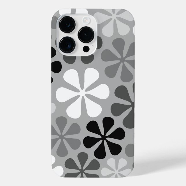 Abstract Flowers Black White Grey iPhone Case (Back)