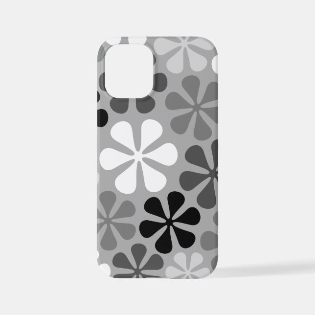 Abstract Flowers Black White Grey iPhone Case (Back)