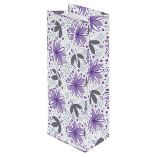 Abstract Flowers Botanical Floral Wine Gift Bag