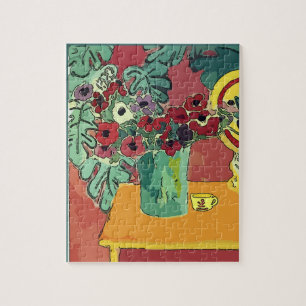 Abstract Flowers & Coffee Cup Jigsaw Puzzle