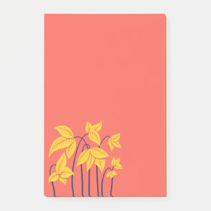 Abstract Flowers Coral Yellow Floral Geometric Art Post-it Notes