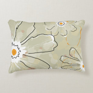 Abstract Flowers Daisies Decorative Cushion