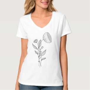 Abstract Flowers Doodle Monochrome Stylish T-Shirt