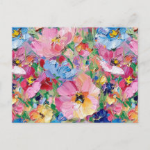 Abstract  Flowers Impressionist Postcard