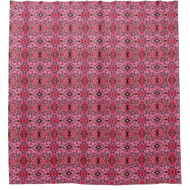 Abstract Flowers Kaleidoscope Pink Posies Shower Curtain (Front)