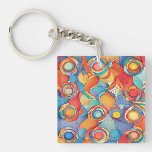 Abstract Flowers Key Ring