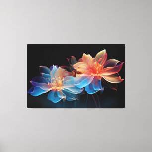 Abstract flowers on a black background canvas print