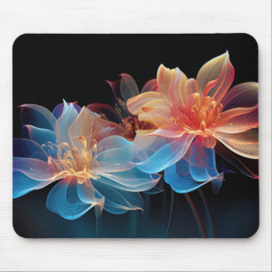 Abstract flowers on a black background mouse mat